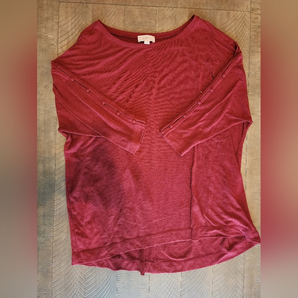 Women's Burgundy Top with Button Detail